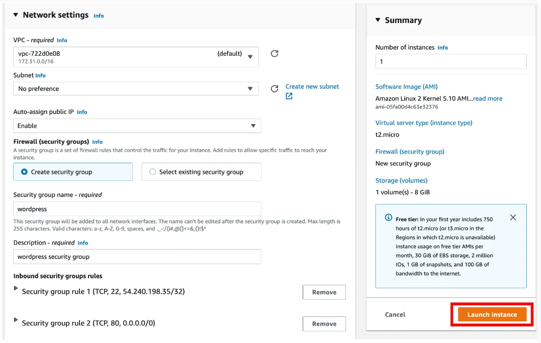 Installing WordPress with Amazon RDS