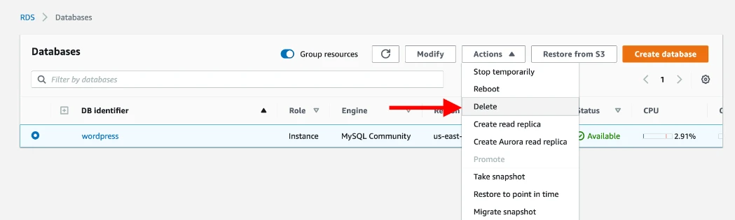 Installing WordPress with Amazon RDS