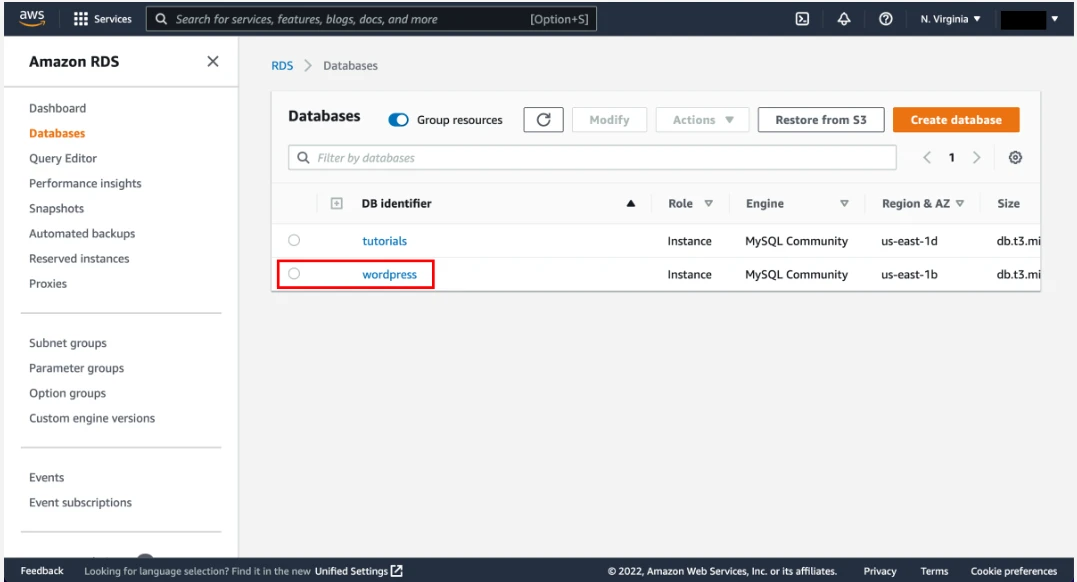 Installing WordPress with Amazon RDS