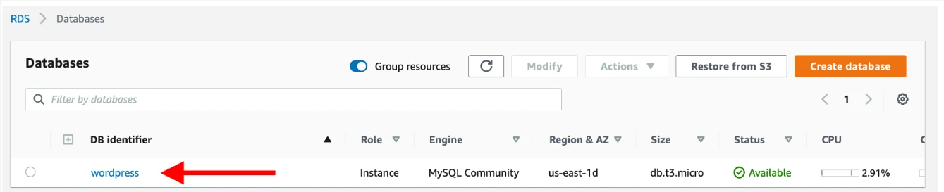 Installing WordPress with Amazon RDS