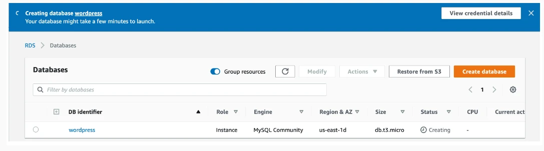 Installing WordPress with Amazon RDS